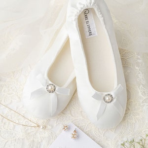 Bridal Slippers for wedding reception | Dancing shoes for bride | Satin ballet slippers | Bride slippers | flats for bride