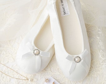 Bridal Slippers for wedding reception | Dancing shoes for bride | Satin ballet slippers | Bride slippers | flats for bride