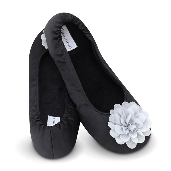 Black bridesmaid slippers deals