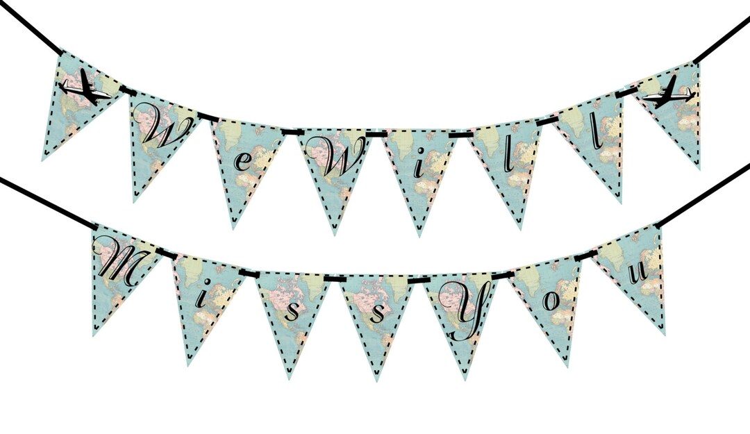 We Will Miss You (vintage Map) Printable Party Banner and Decoration ...