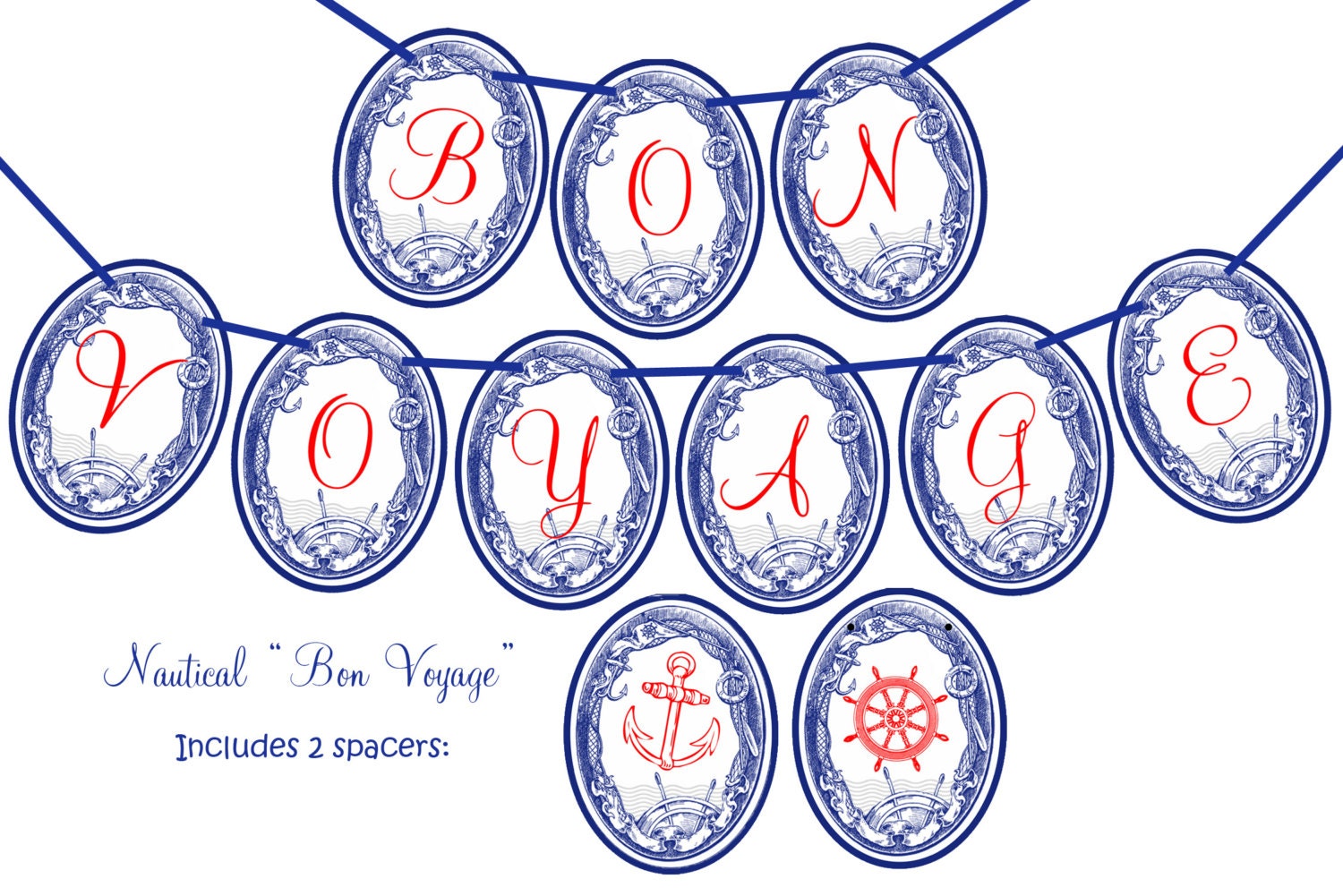 BON VOYAGE vintage Nautical INSTANT Printable Party Banner and ...