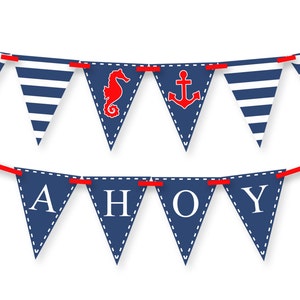 AHOY classic Nautical Printable Party Banner and Decoration Classic ...