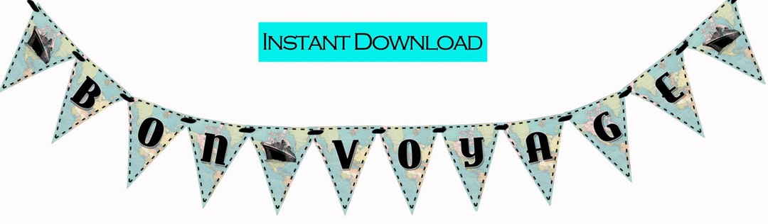 BON VOYAGE (vintage Map) Printable Party Banner and Decoration - Etsy