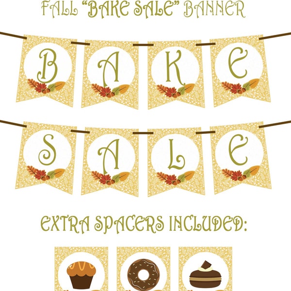 BAKE SALE SIGN - Printable Party Banner and Decoration - Boldly announce your bake sale and make your next fundraiser a huge success!