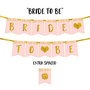 NOVIA a ser (rosa y oro) para imprimir Banner de fiesta y decoración - banner oro imitación brillante imprimible instantáneo para esa despedida de soltera!