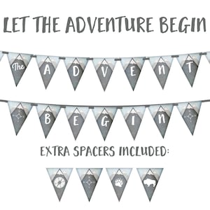 LET the ADVENTURE BEGIN (Mountains) Printable Party Banner and Decoration - Retirement, Nursery, Travel, Inspirational Banner - Printable