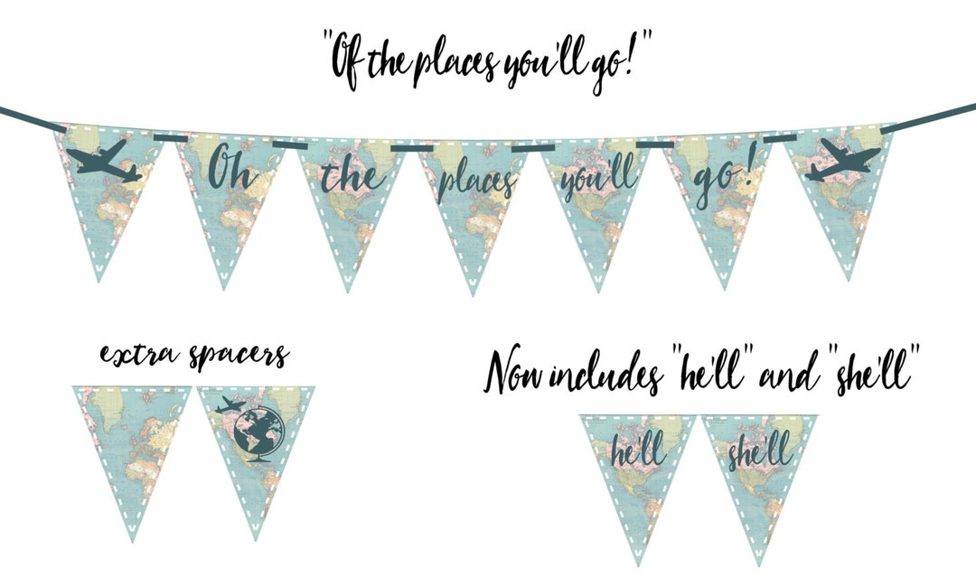 OH THE PLACES You'll Go! (vintage Map) Printable Party Banner and Decoration - Retirement ...