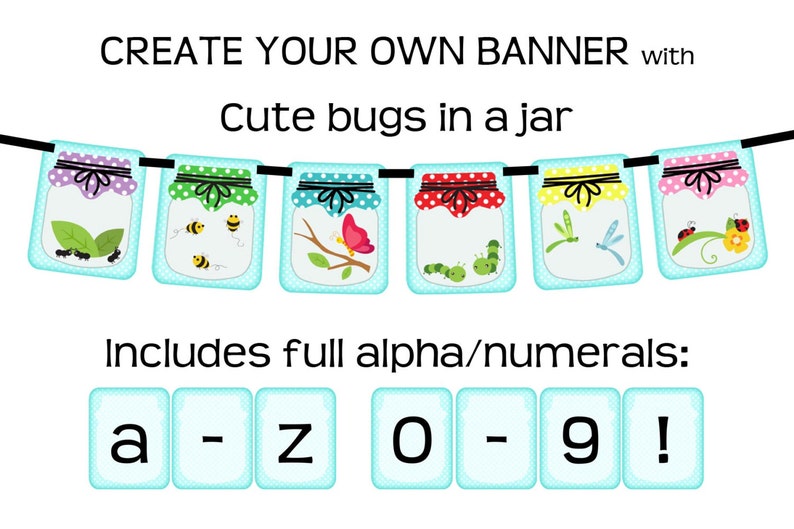 BUGS in a JAR Printable Party Banner and Decoration Fun - Etsy