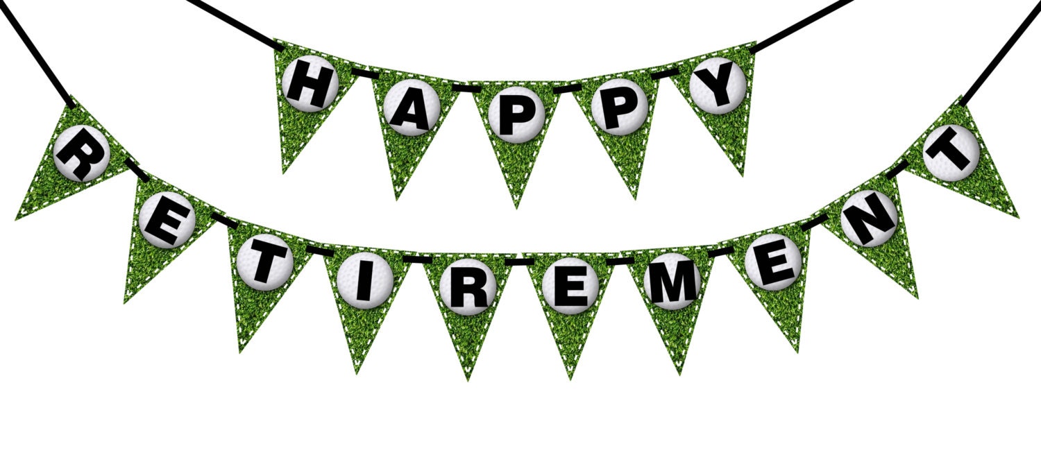 happy retirement golf printable party banner and decoration etsy
