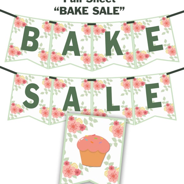 BAKE SALE SIGN - Printable Party Banner and Decoration - Boldly announce your bake sale and make your next fundraiser a huge success!