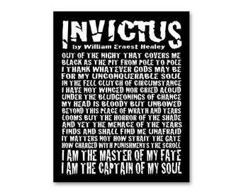 Invictus Prose Poem by William Ernest Henley - 8x10 Instant Printable Download Art File - Emo Goth Gift - Edgy Grunge Design by Ginny Gaura