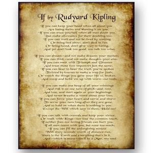 If di Rudyard Kipling - 8x10 Instant Printable Download File - Inspirational Poem Poetry Gift - Antique Pergamena Design by Ginny Gaura