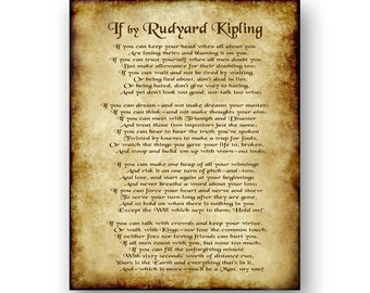 If by Rudyard Kipling - 8x10 Instant Printable Download File - Inspirational Poem Poetry Gift - Antique Parchment Design by Ginny Gaura