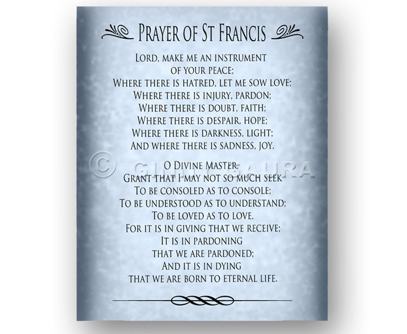 St Francis Prayer - 8x8 Instant Printable Download File - Boho Decor ...