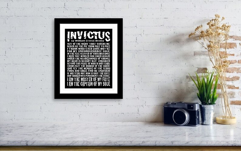 Invictus Prose Poem by William Ernest Henley 8x10 Instant Printable Download Art File Emo Goth Gift Edgy Grunge Design by Ginny Gaura image 7