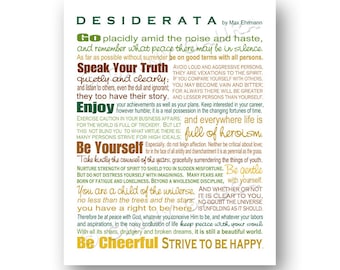 Desiderata Poem by Max Erhmann - Instant Printable Download Art - 8x10 Earthtones - Neutral Office Home Decor Gift - Design by Ginny Gaura