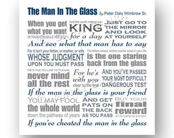 The Man in the Glass Poem by Peter Dale Wimbrow Sr - 8x8 Instant Printable Download File - Home Decor Grad Gift - Design by Ginny Gaura