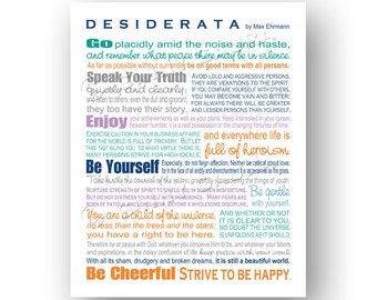 Desiderata Poem by Max Erhmann - Instant Printable Download Art - 8x10 Colorful Subway Style - Home Decor Gift - Design by Ginny Gaura