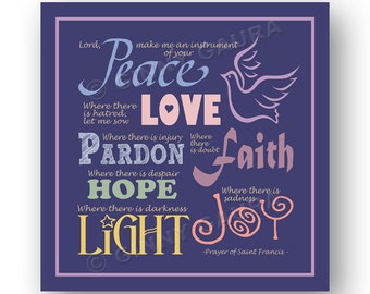 St Francis Prayer - 8x8 Instant Printable Download File - Catholic Christian Poem Housewarming  Gift -  Typographic Design by Ginny Gaura