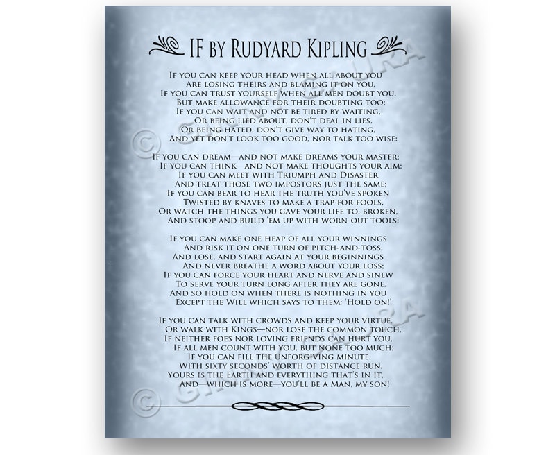 If By Rudyard Kipling 8x10 Instant Printable Download Datei Etsy 