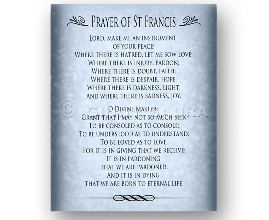 Prayer of St Francis 8x10 Printable Download File Catholic Etsy