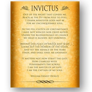 Invictus Prose Poem by William Ernest Henley 8x10 Instant Printable Download Art File Emo Goth Gift Edgy Grunge Design by Ginny Gaura image 5