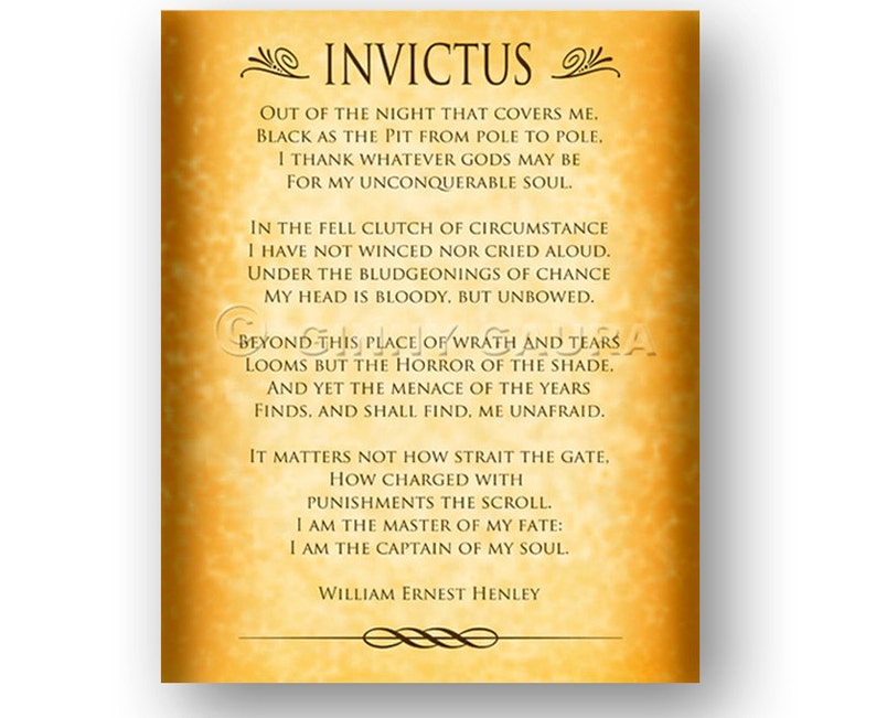 Invictus Prose Poem by William Ernest Henley 8x10 Instant Printable Download Art File Emo Goth Gift Edgy Grunge Design by Ginny Gaura image 5