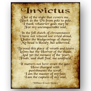 Invictus Prose Poem by William Ernest Henley 8x10 Instant Printable Download Art File Emo Goth Gift Edgy Grunge Design by Ginny Gaura image 4