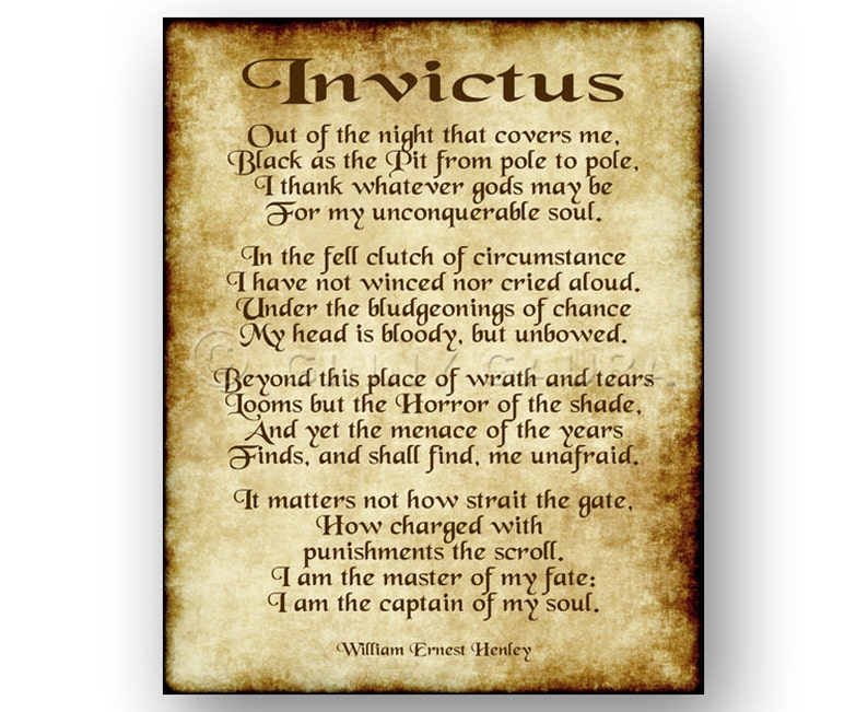 Invictus Prose Poem by William Ernest Henley 8x10 Instant Printable Download Art File Emo Goth Gift Edgy Grunge Design by Ginny Gaura image 4