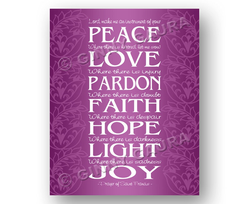 Prayer of Saint Francis - 8x10 Prompt Printable Obtain Report - Catholic Christian Orchid Pink Poetry Reward - Style via Ginny Gaura image regarding St Francis Prayer Printable identified as Prayer of Saint Francis - 8x10 Fast Printable Obtain Record - Catholic Christian Orchid Crimson Poetry Reward - Structure via Ginny Gaura