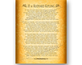 If by Rudyard Kipling - 8x10 Instant Printable Download File - Inspirational Prose Poem Poetry Gift for Grad - Design by Ginny Gaura