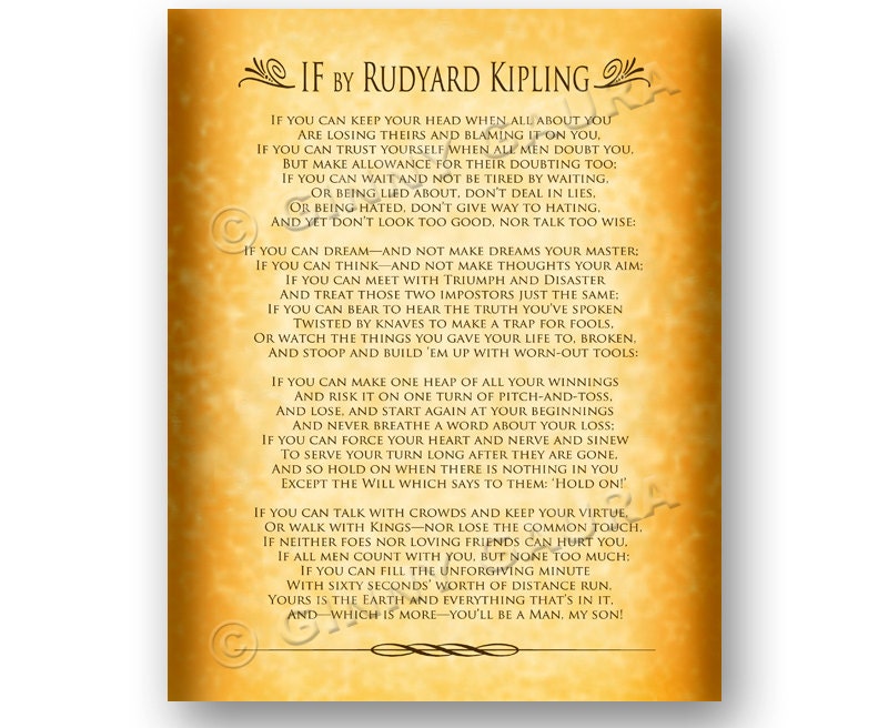 If by Rudyard Kipling - 8x10 Instant Printable Download File ...