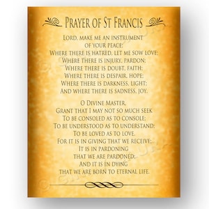 Prayer of St Francis - 8x10 Printable Download File - Catholic ...