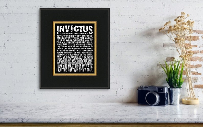 Invictus Prose Poem by William Ernest Henley 8x10 Instant Printable Download Art File Emo Goth Gift Edgy Grunge Design by Ginny Gaura image 9
