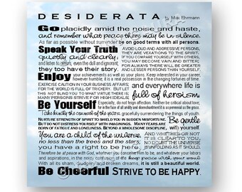 Desiderata Poem by Max Erhmann - Instant Printable Download Art - 8x8 Square Sky Subway Style - Home Decor Gift - Design by Ginny Gaura