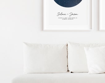 Sterrenkaart op datum Bruiloft, Night Sky by Date, Home Gift voor paar, Verlovingscadeaus voor koppels, Night Sky Print
