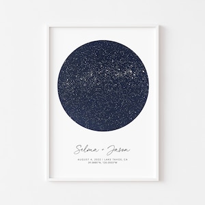 Cielo nocturno por fecha impresión de constelación, mapa estelar regalo de boda personalizado para pareja