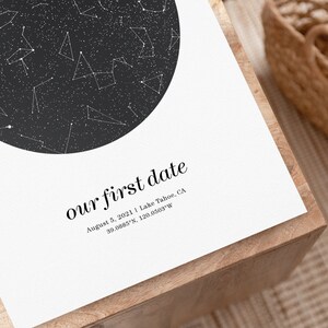 Sternenkarte nach Datum druckbare Wandkunst, romantisches Geschenk für ihn, personalisierte Sternenkarten Astronomie Poster, Himmel Karte personalisiert