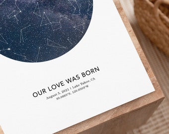 Star map boyfriend first date gift, constellation map, 1 year anniversary gift for husband, special day gift