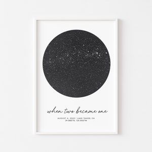 Sternenkarte nach Ort und Datum, Nachthimmel Wandkunst, besonderes Geschenk
