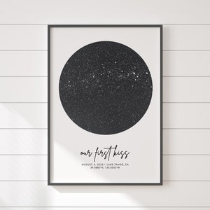 Map of the night sky by date, boyfriend birthday gift, star map poster, night sky art, birthday gift for friend, gift for couple image 5