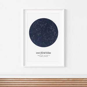 Star map anniversary gift for girlfriend, night sky print, engagement gifts for couple, pdf download image 4