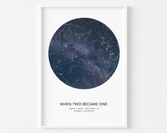 Star map boyfriend special day gift, constellation print, 1 year anniversary gift for husband, printable star map