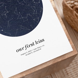 Star map anniversary gift for girlfriend, night sky print, engagement gifts for couple, pdf download image 3