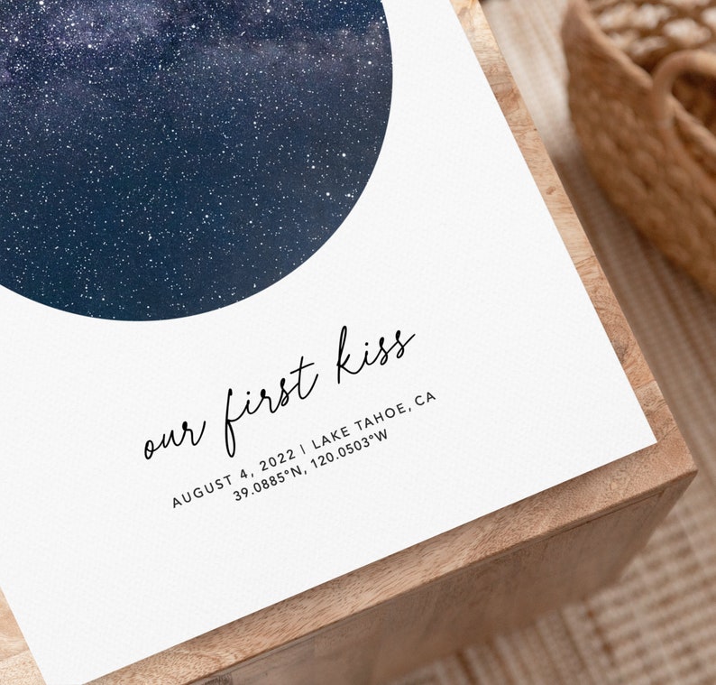 Cartas estelares personalizadas, póster de noche estrellada, mapa digital del cielo idea de regalo para recién casados imagen 1