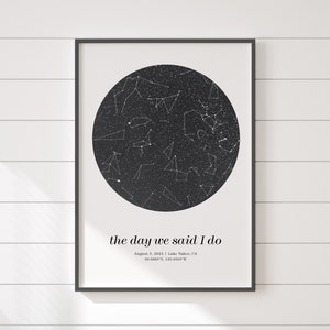 Regalos personalizados con impresión de mapa estelar, cielo nocturno por fecha, regalo de aniversario de algodón para él, arte de pared en formato PDF