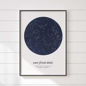 Star map anniversary gifts for woman, sky night print, wedding gift for groom, pdf digital poster image 2