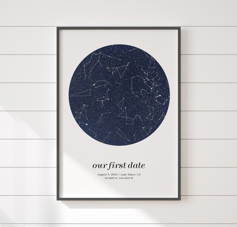 Star map anniversary gifts for woman, sky night print, wedding gift for groom, pdf digital poster image 2