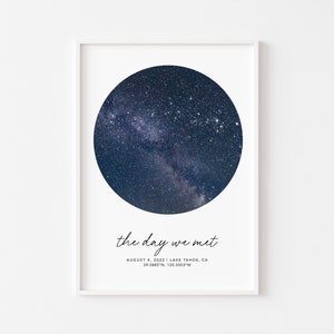Star map couples special date gift, night sky printable wall art, constellation poster in pdf