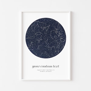 Cadeaux d'anniversaire de carte des étoiles pour femme, affiche du ciel nocturne, cadeau de couple pour petite amie, impression d'astronomie